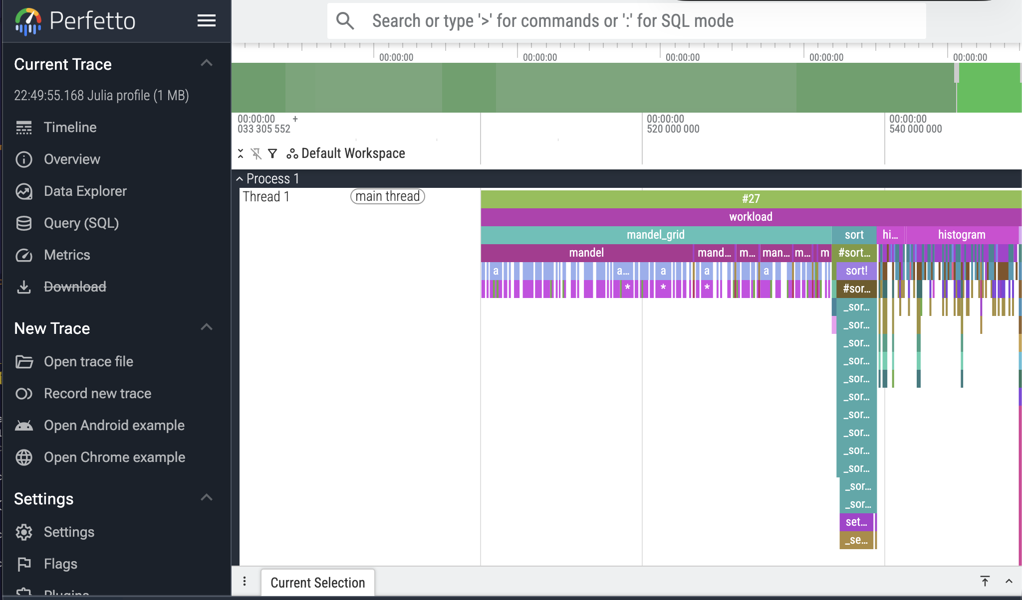 Screenshot of a Perfetto traces